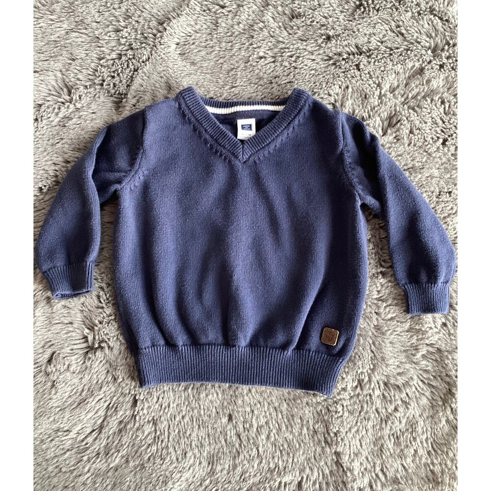 Janie and Jack Boys 100%‎ Cotton V-Neck Knit Pullover Sweater Blue Size 6 -12 mo